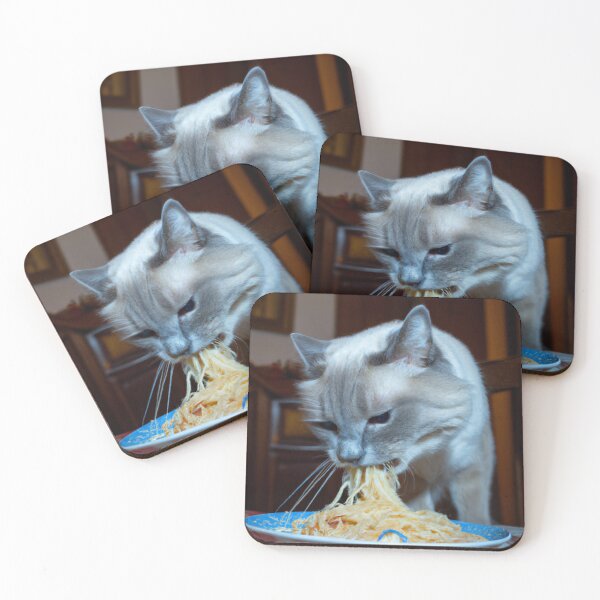 Item preview, cat eating pasta designed and sold by T-shirtJohny.