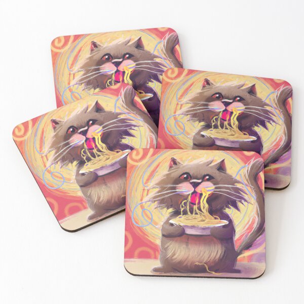 Item preview, cat eating pasta designed and sold by T-shirtJohny.