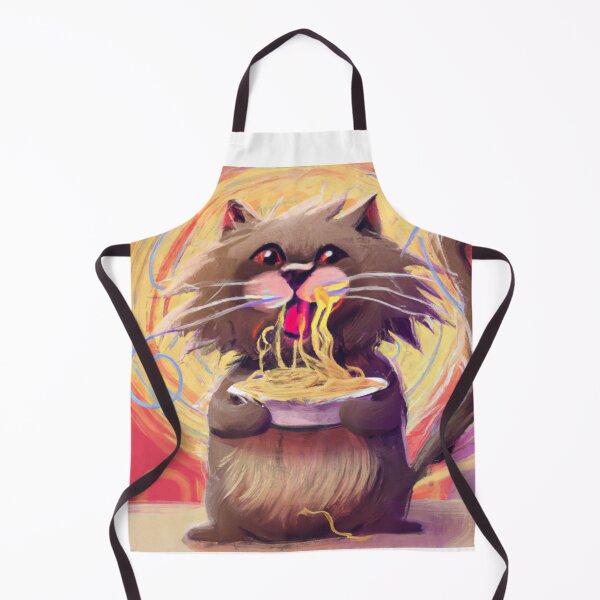 Item preview, cat eating pasta designed and sold by T-shirtJohny.