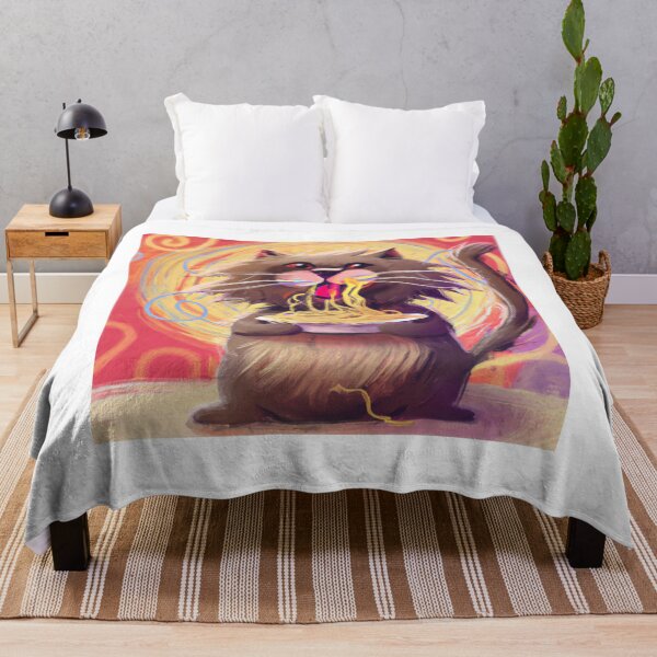 Item preview, cat eating pasta designed and sold by T-shirtJohny.
