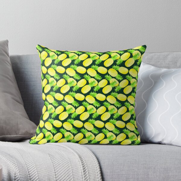Pineapples - Dark Green Throw Pillow