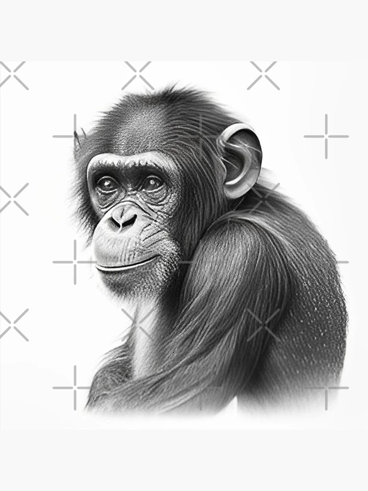 Chimp (white charcoal pencil on black paper) : r/drawing