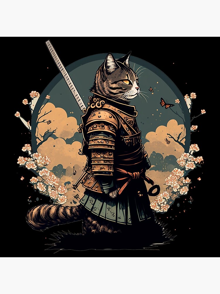  iPhone 14 Pro Samurai Cat Japanese cultural icon retro