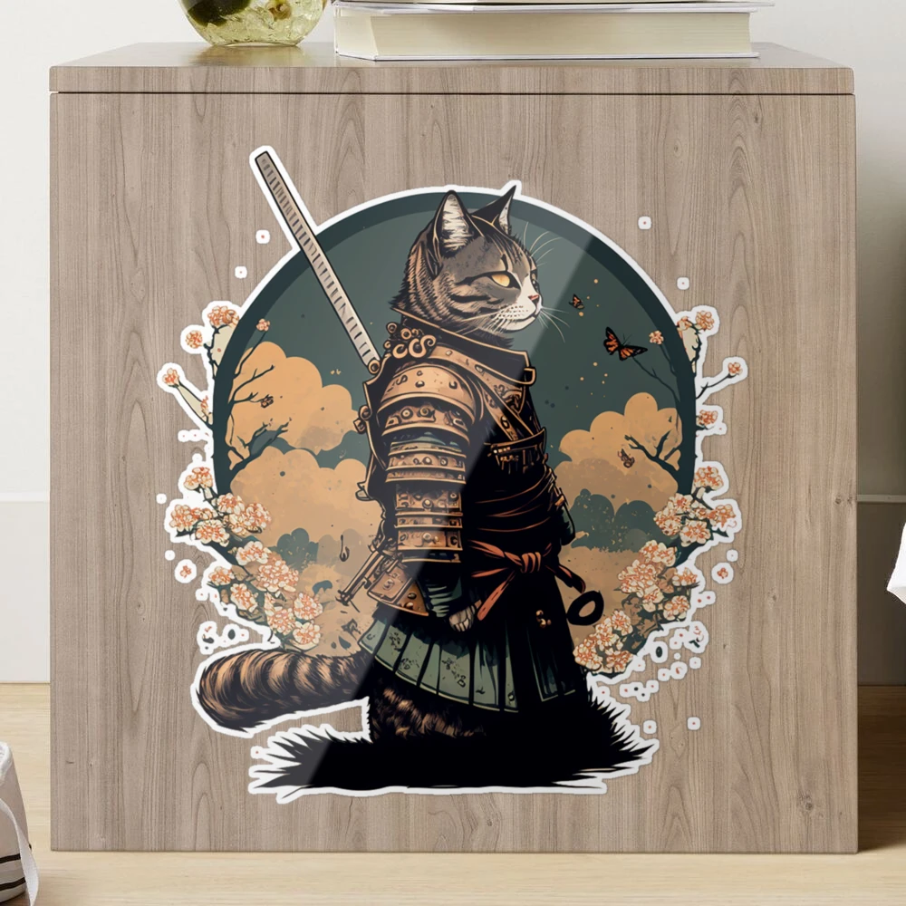 Samurai Cat Sticker for Sale by mrchavish