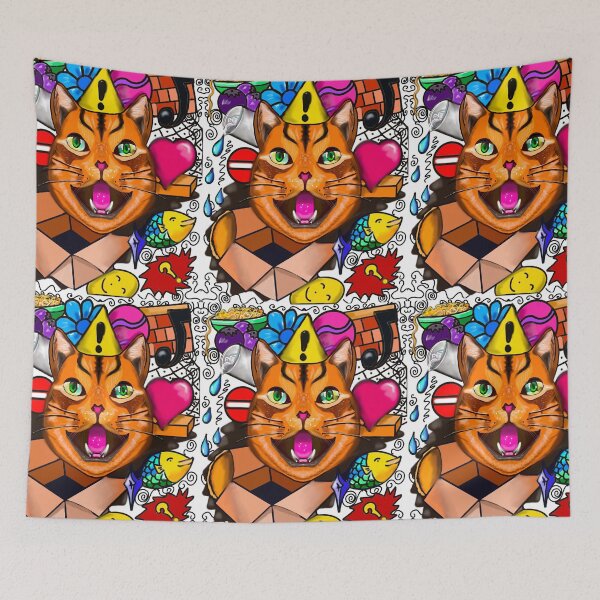 Item preview, Doodle doodles pattern cat design graffiti designed and sold by Artonmytee.