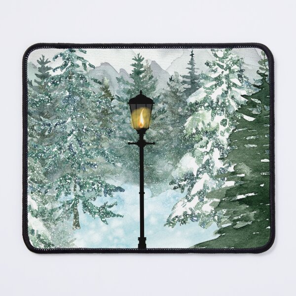 Item preview, Narnia lamp post watercolor mountains trees snow designed and sold by P3113creates.