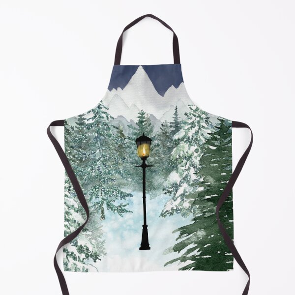 Item preview, Narnia lamp post watercolor mountains trees snow designed and sold by P3113creates.