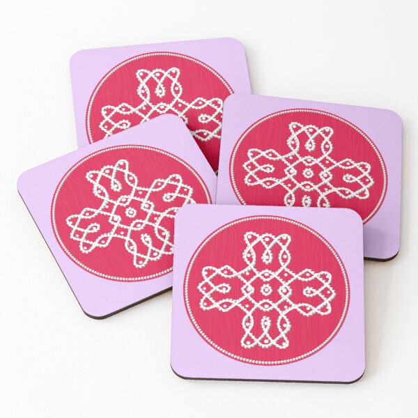 Item preview, Dot kolam/muggu pink tile designed and sold by ShreecreatE.