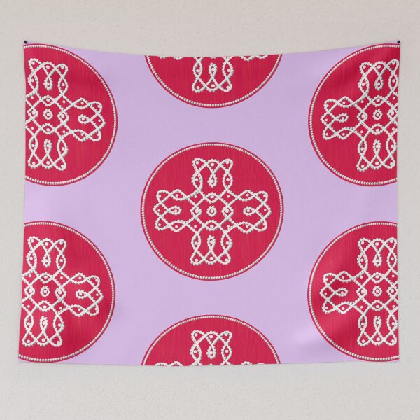 Item preview, Dot kolam/muggu pink tile designed and sold by ShreecreatE.