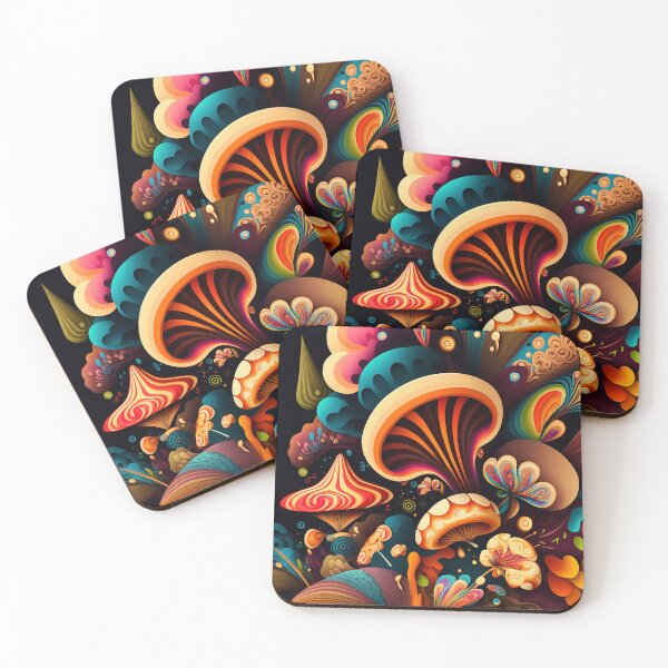 Item preview, Psychedelic Mushrooms Retro Pattern designed and sold by InkspirationGraphics.