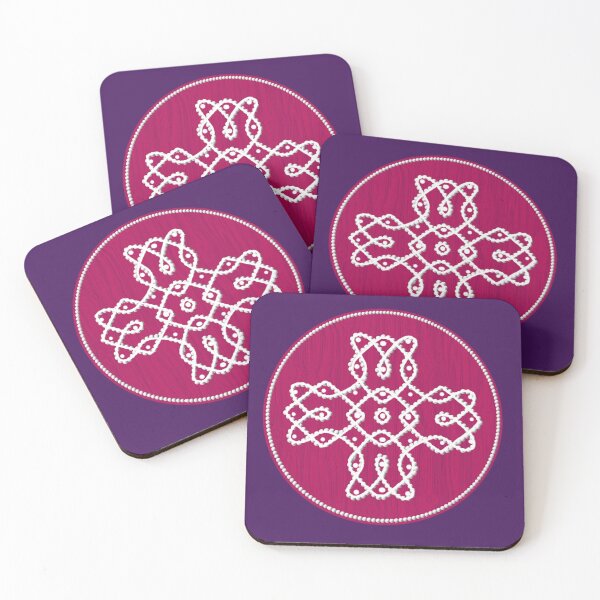Item preview, Dot kolam/muggu deep pink tile designed and sold by ShreecreatE.