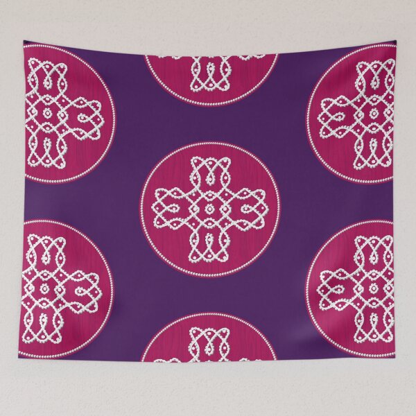 Item preview, Dot kolam/muggu deep pink tile designed and sold by ShreecreatE.