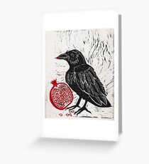 Raven and Pomegranate Greeting Card