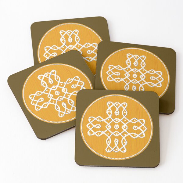 Item preview, Dot kolam/muggu mustard tile designed and sold by ShreecreatE.