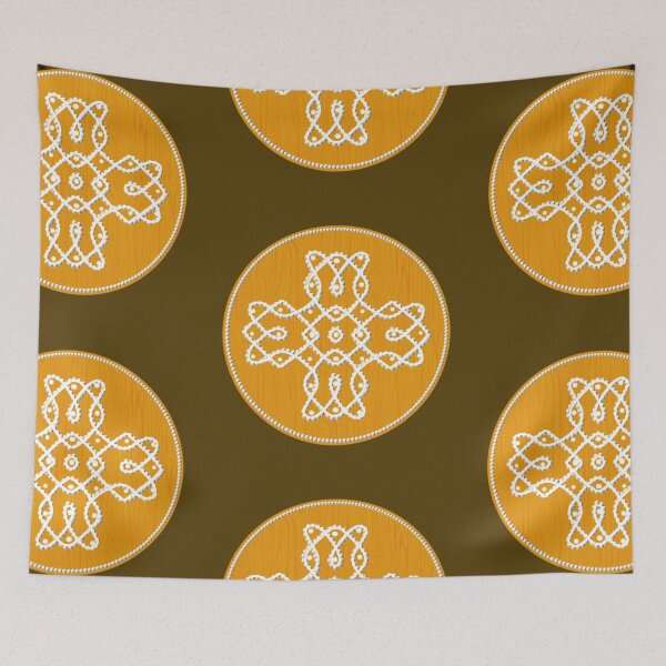 Item preview, Dot kolam/muggu mustard tile designed and sold by ShreecreatE.
