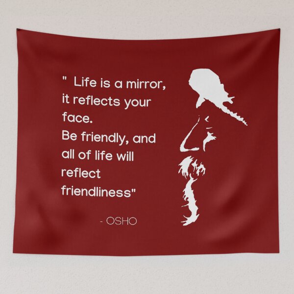 Item preview, Osho - Life is a mirror, it reflects your face... text design designed and sold by RetComly.