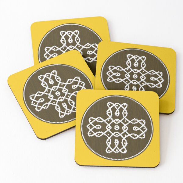 Item preview, Dot kolam/muggu brown tile designed and sold by ShreecreatE.