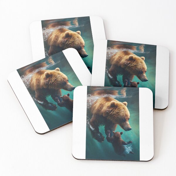 Item preview, Mama bear with her child in water designed and sold by Dark Fantasy Store.