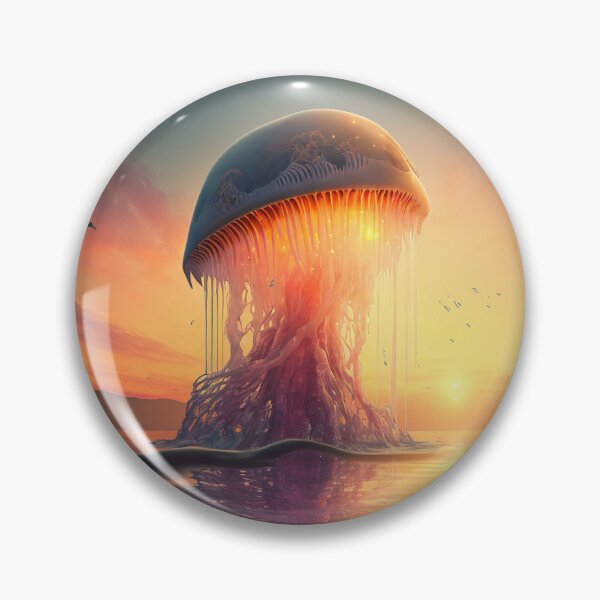 Item preview, Jellyfish rising from the sea at sunset designed and sold by Shirtey.