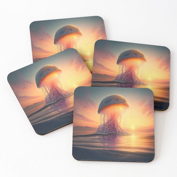 Item preview, Jellyfish rising from the sea at sunset designed and sold by Shirtey.