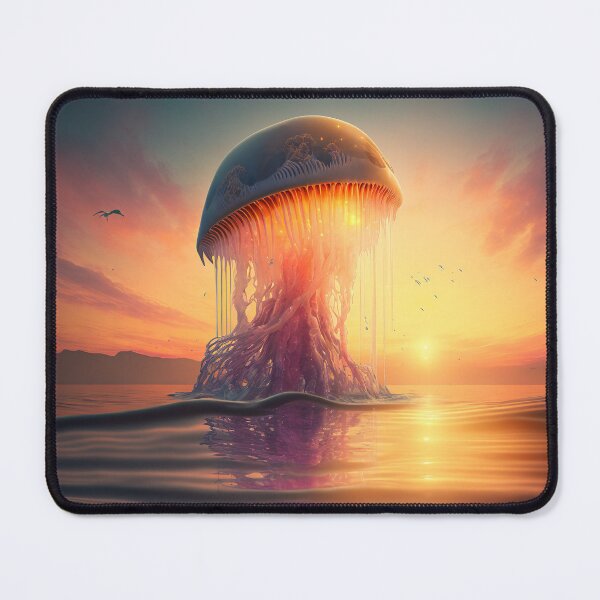 Item preview, Jellyfish rising from the sea at sunset designed and sold by Shirtey.