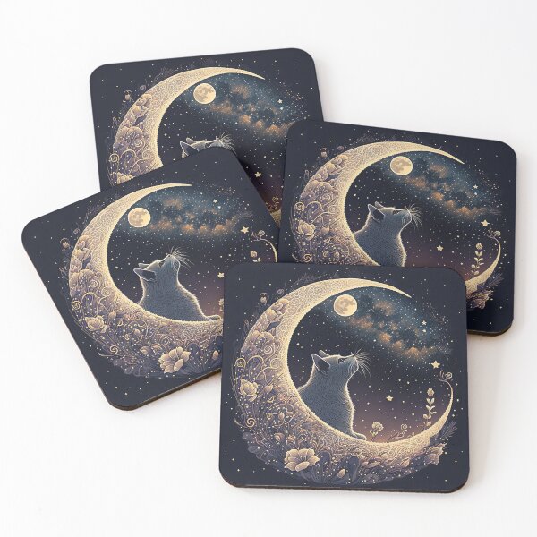 Item preview, Cat And Crescent Moon 3 designed and sold by idreamaboutcats.