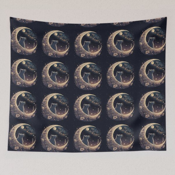 Item preview, Cat And Crescent Moon 3 designed and sold by idreamaboutcats.