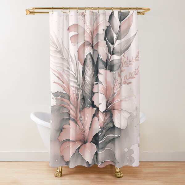 Item preview, Grey Pink Exotic Watercolor Flowers  designed and sold by artsandsoul.