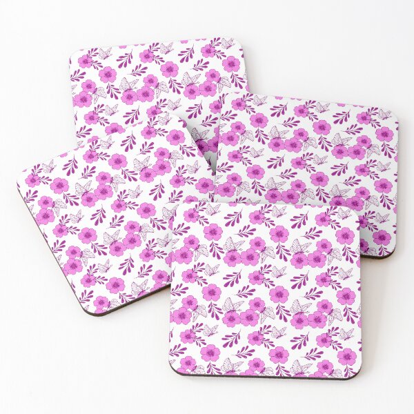 Item preview,  flowers with butterflies on a white background designed and sold by Olha Volokhova.