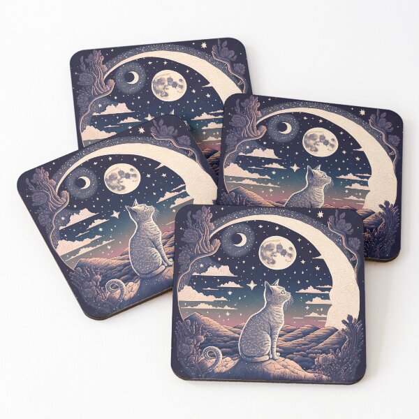 Item preview, Cat And Crescent Moon 4 designed and sold by idreamaboutcats.