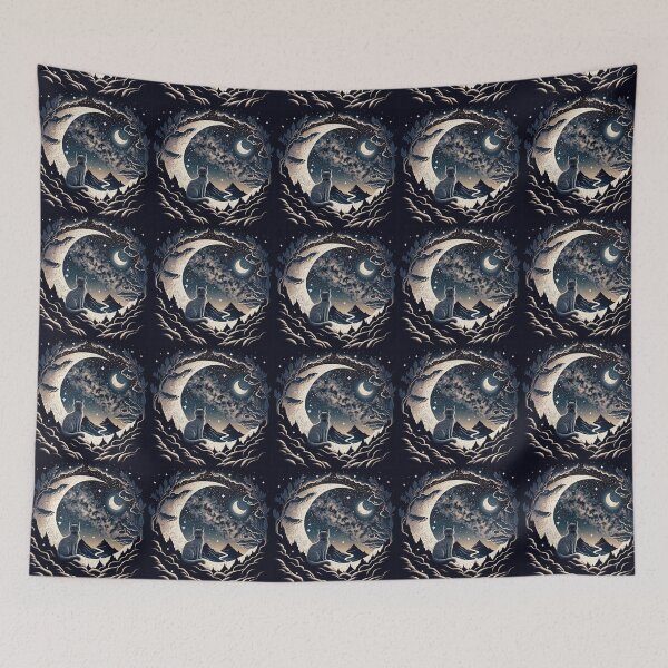 Item preview, Cat And Crescent Moon 5 designed and sold by idreamaboutcats.