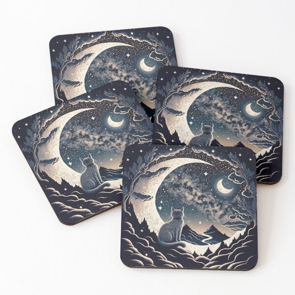 Item preview, Cat And Crescent Moon 5 designed and sold by idreamaboutcats.