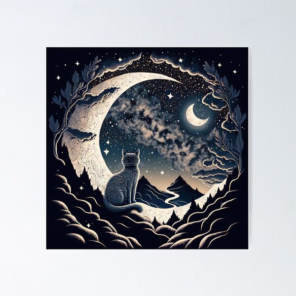 Cat And Crescent Moon 5