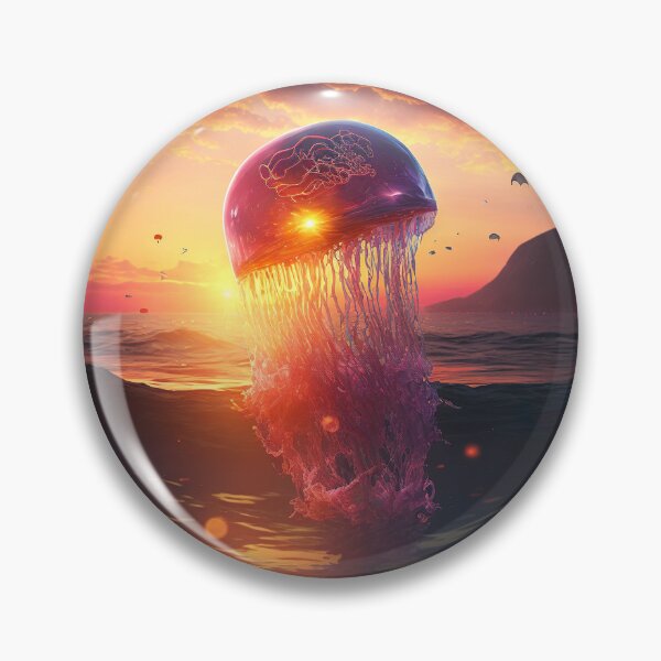 Item preview, Jellyfish rises from the sea at sunset designed and sold by Shirtey.