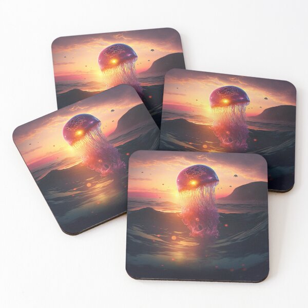 Item preview, Jellyfish rises from the sea at sunset designed and sold by Shirtey.