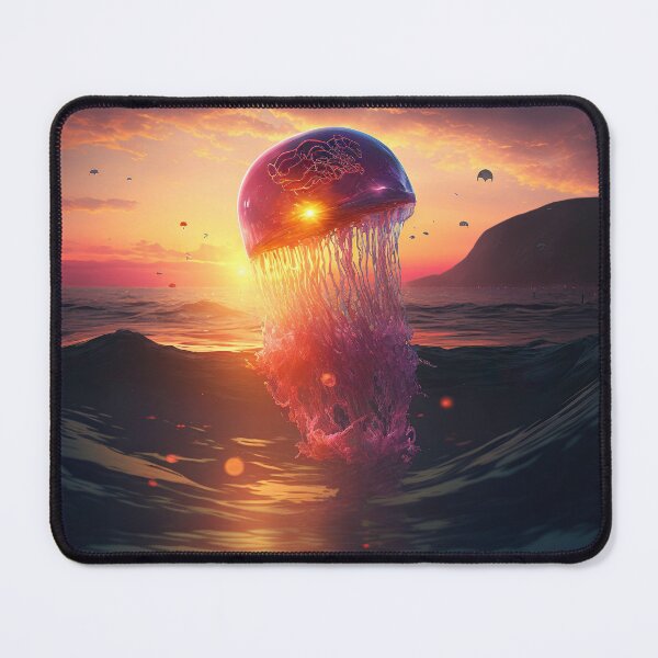 Item preview, Jellyfish rises from the sea at sunset designed and sold by Shirtey.