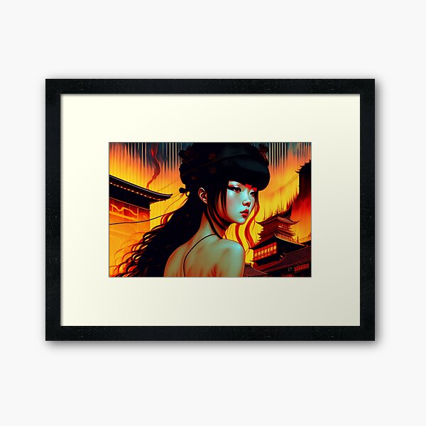 Burning house Framed Art Print