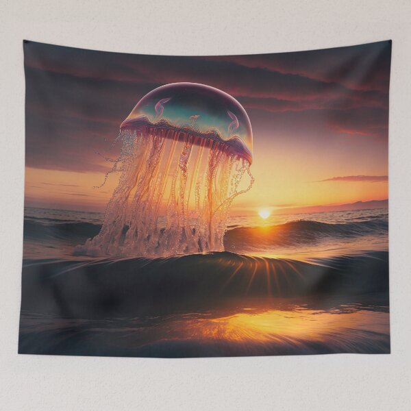 Item preview, Copy of jellyfish rising from the sea at sunset designed and sold by Shirtey.