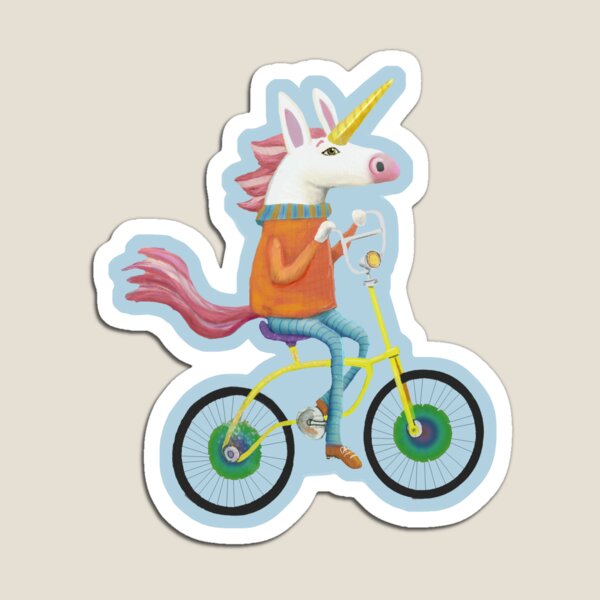Unicorn on a bike Magnet