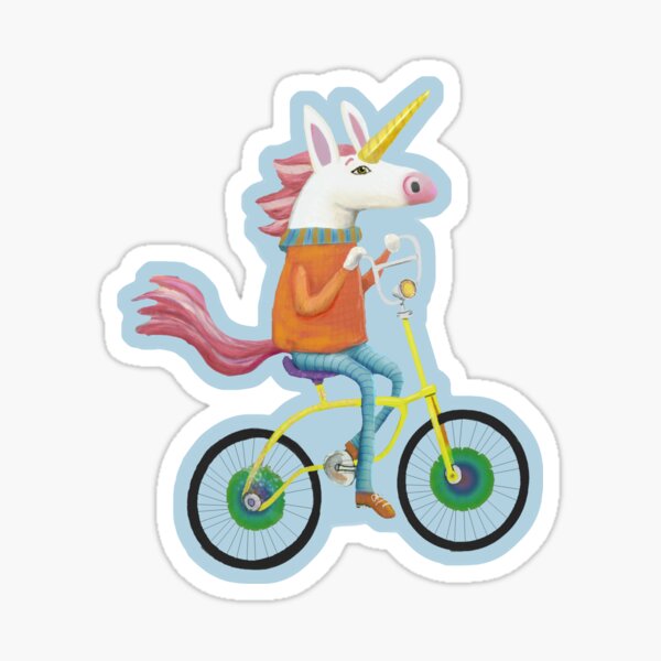 Unicorn on a bike Sticker