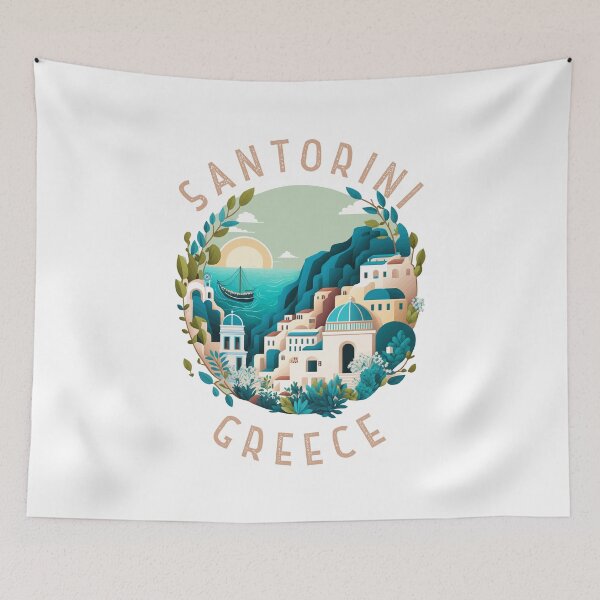 Item preview, Santorini Greece Distressed Circle designed and sold by KrisSidDesigns.