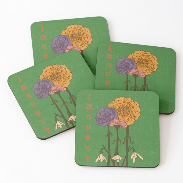 Item preview, January Birthmonth Flowers Carnations Snowdrops 60s 70s Retro designed and sold by Daisy van Berkel.