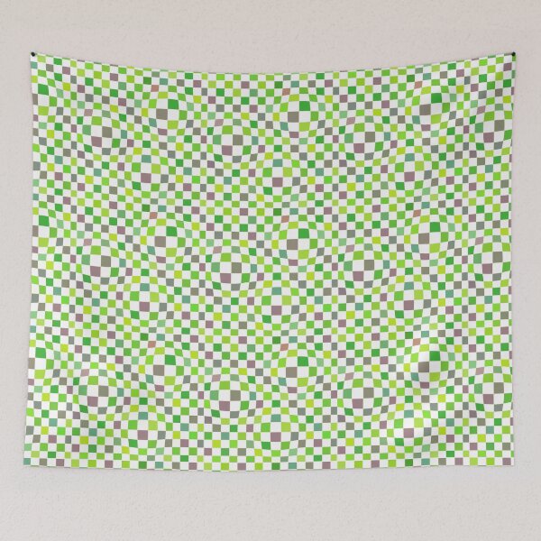 Aperçu de l'œuvre Motif à carreaux coloré vert, marron créée et vendue par FunPunStickers.