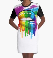 proud Rainbow Lips Pride Graphic T-Shirt Dress