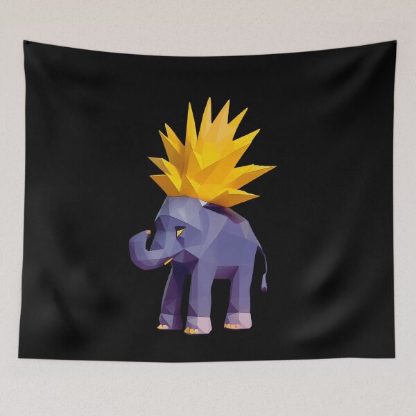 Item preview, Elephant With a Pineapple Hairdo, dark background designed and sold by markeralchemy.