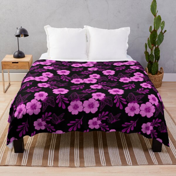 Item preview, Flowers with butterflies on a black background designed and sold by Olha Volokhova.