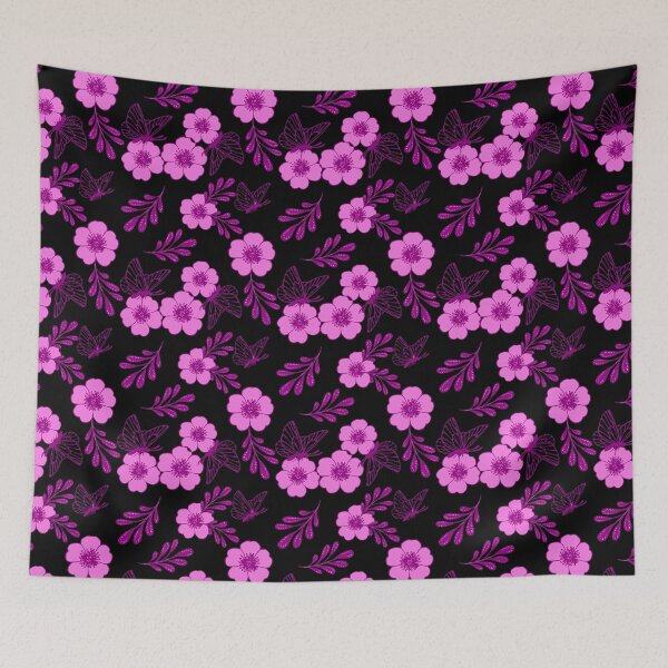 Item preview,   Flowers with butterflies on a black background designed and sold by Olha Volokhova.