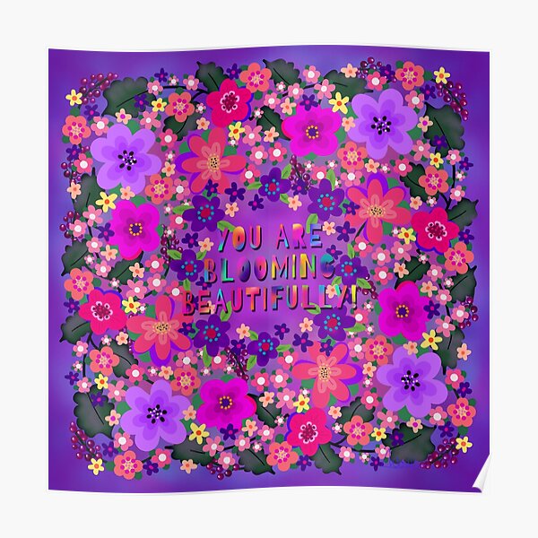 Póster «Grandes flores amarillas y moradas Soy un hijo de Dios» de  CheriesArt | Redbubble