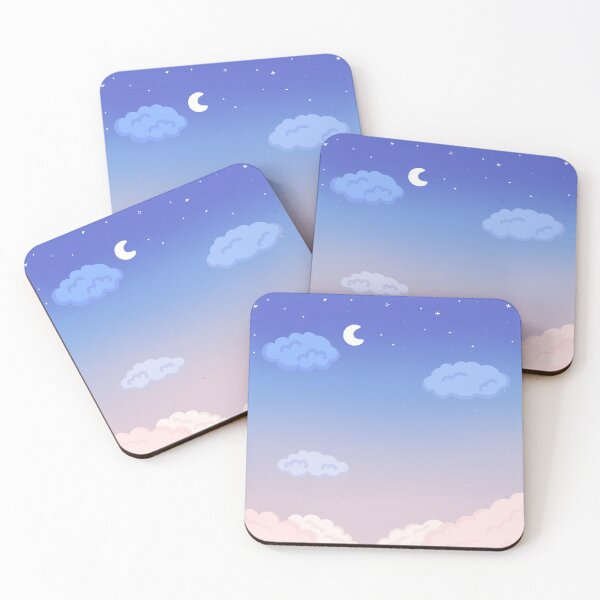 Item preview, Cute dreamy night sky purple blue stars moon clouds designed and sold by aelinstudio.