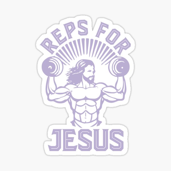 Reps for Jesus, Christian Athlete, Gym Workout, Pale Lavendar Sticker